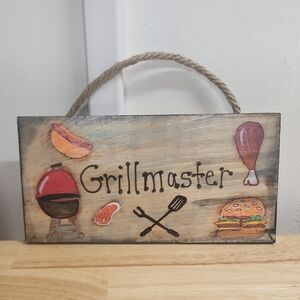 Grill BBQ Grillmaster Sign 11 X 5 1/2 Bundle  & Beer Belt Soda Hand Painted